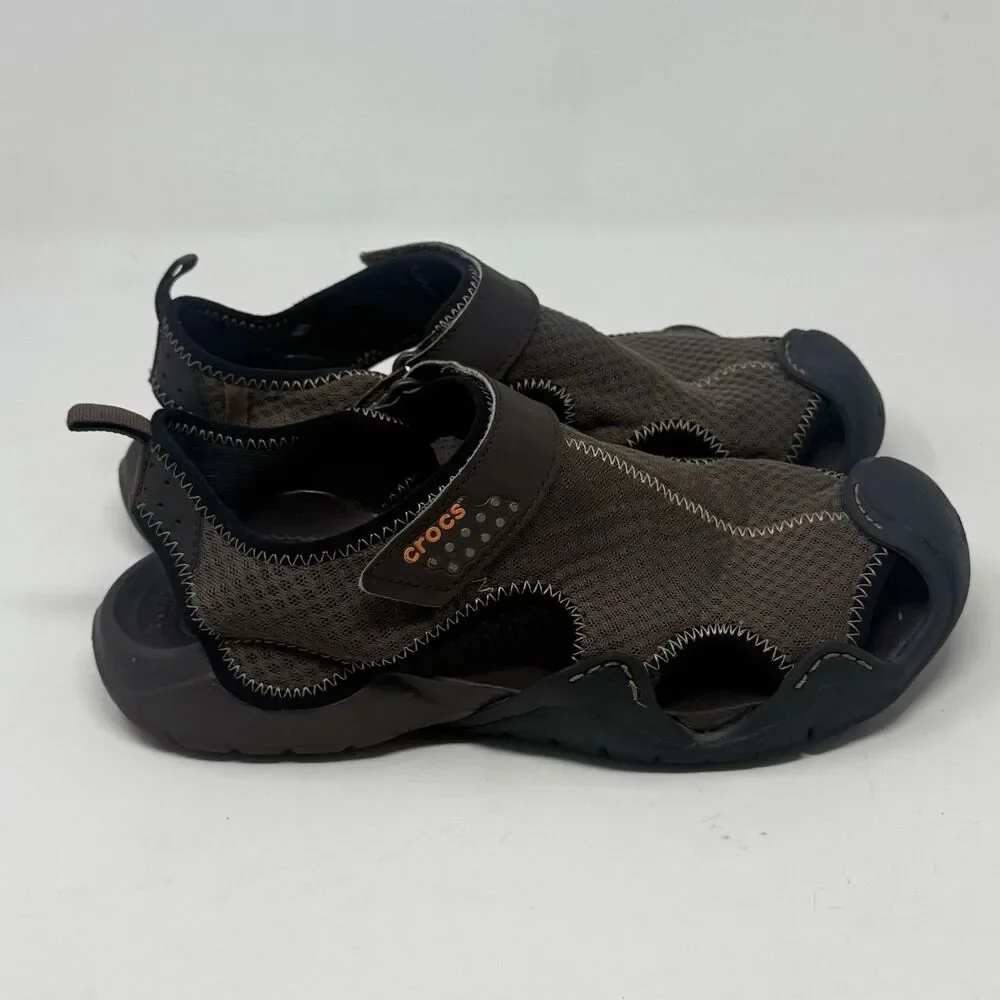 Crocs Swiftwater Mesh Deck Sandals Shoes Mens 10 Brown Fisherman Water Comfort